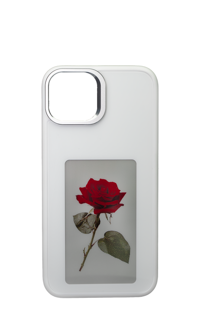 Weiße E-Ink Handyhülle mit Frontansicht, individuell anpassbares Design