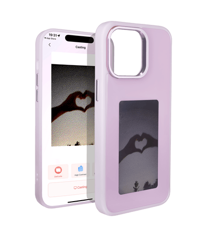 E-Ink Handyhülle mit iPhone und der Software um die Handyhülle zu gestalten